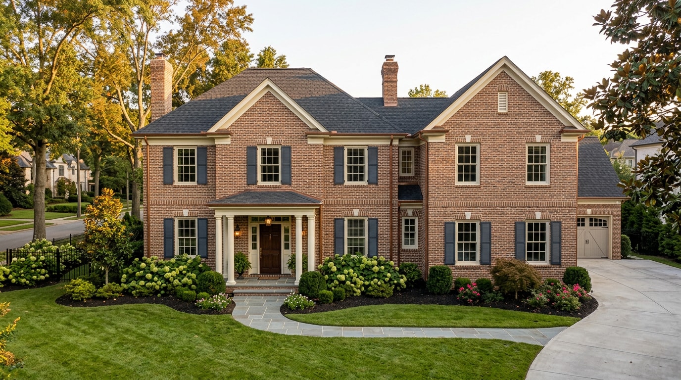 Finished home addition matching original brick and roofline on an upscale Mountain Brook, AL style home Finished home addition matching original brick and roofline on an upscale Mountain Brook, AL style home